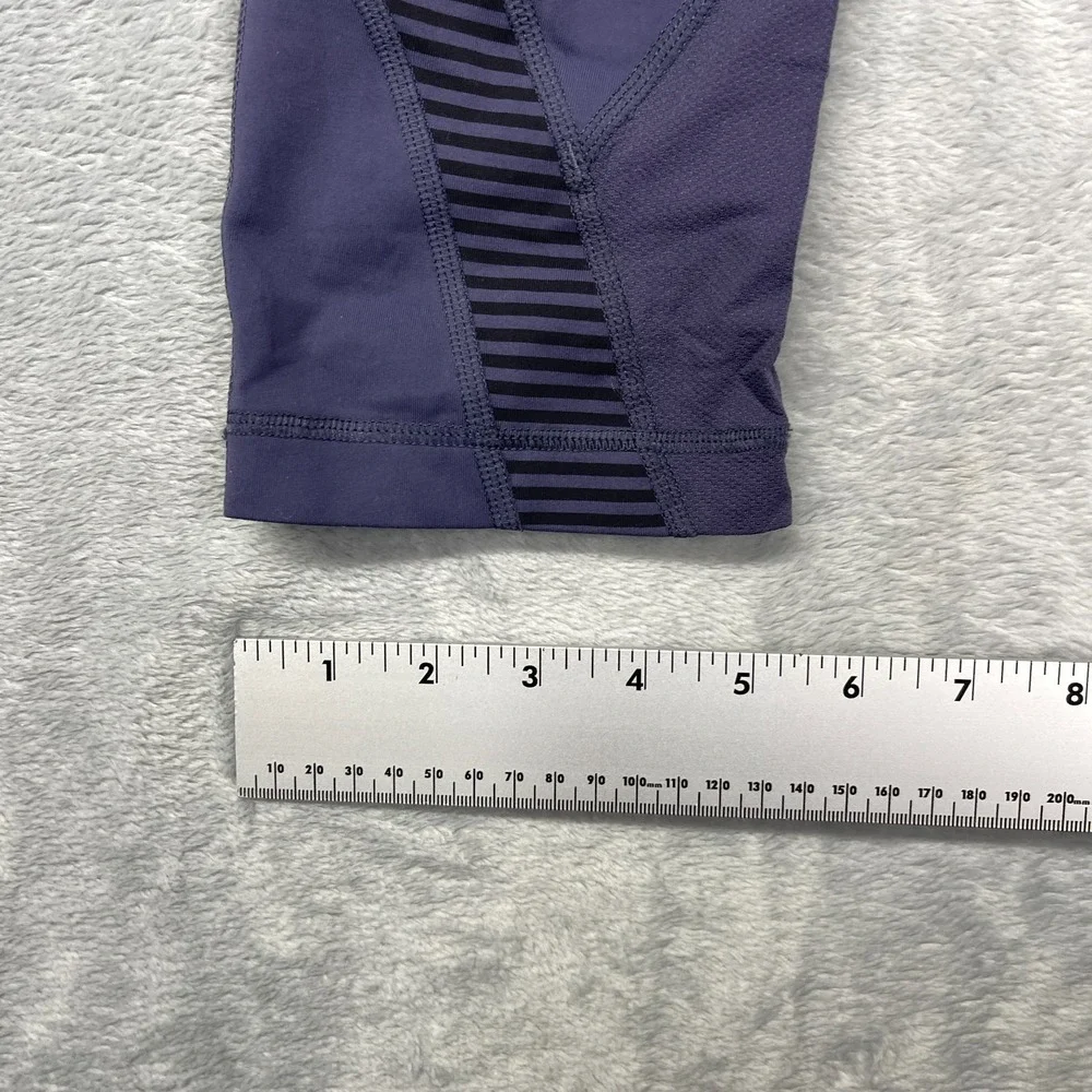 Lululemon Leggings Womens 6 (26/22) Purple Stripe‎ Waistband Run Inspire Crop II